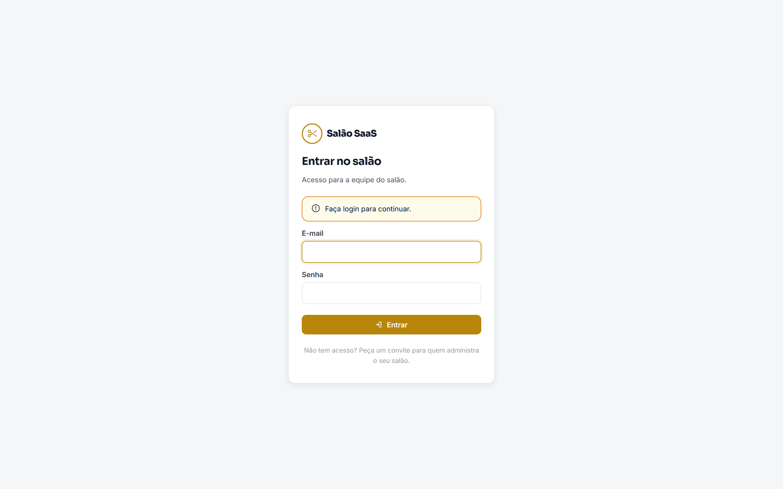 Tela Login do sistema para salão de beleza da GSK Labs
